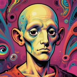 portrait of homunculus, medium closeup, epic lit, hyper detailed design, shape focus, graphic novel, very cartoon, by anton fadeev, simon stalenhag, psychedelic