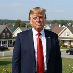 a long - shot, color travel photograph portrait of a village of donald trump, day lighting, 1 9 9 0 photo from photograph magazine.
