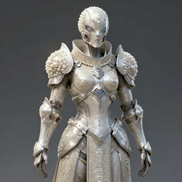 of a hyper _ realistic _ proportional _ stylization _ portrait _ of _ a _ techpunkk _ war _ cleric _ in _ a _ futuristic _ pearl _ armor _ full _ of _ astral _ runes _ the _ backgro.