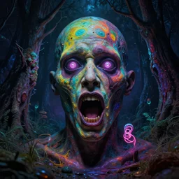 schizophrenic hallucination, lsd, supernatural, 8 k, digital art, highly detailed, ray tracing, chiaroscuro, weird, colorful, trippy