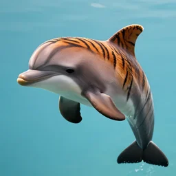 A fuzzy dolphin with tiger stripes