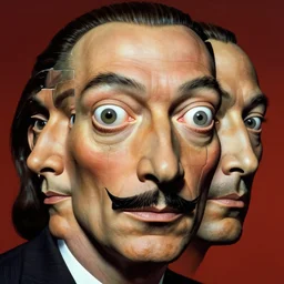 artificial intelligence face being built piece by piece, big part of face looks exactly like human, epic, symmetric face, highly detailed, intricate details, in the style of salvador dali