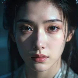 an ultra realistic, cinematic, fantasy, portrait, of a woman, face in water, dramatic, soft light, dreamy, facial features, detailed, deep focus, movie still, dramatic lighting, ray tracing, by michal karcz and yoshitaka amano