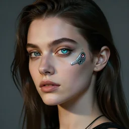 mirta legrand with cibernetic eye cyberpunk portrait