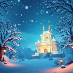 a wholesome animation key shot of beneath a lovely ancient castle the snow by studio ghibli, animation, sharp, rendered in unreal engine 5, focused, anime key art by greg hildebrant, bloom, dramatic lighting