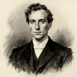 an achingly beautiful charcoal drawing portrait of a man with black suit by raphael, hopper, and rene magritte. detailed, high contrast, enchanting, trending on artstation.