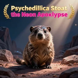 Psychedelia Stoat and the Neon Apocalypse in the style of Flash Gordon