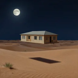 a single building flying above a desert oasis in a moonlit night in the style of peter mohrbacher and jacek yerka, detailed, 8 k