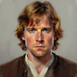 painterly portrait, luke skywalker, impasto, fantasy, chuck close:7, carl spitzweg:7, cinematic light, full face, symmetrical face