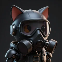 machine cat the assassin with black gas mask, cute, love death & robots, headshot, cyberpunk, unreal engine, highly detailed, c 4 d, houdini, smooth lines, dark background, cinematic lighting, 8 k, artstation, concept art, sharp focus, illustration, aesthetic