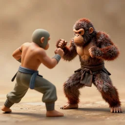 a videogame still of an Ape Samurai fighting game, 40mm lens, shallow depth of field, split lighting