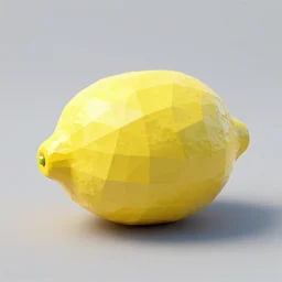 a high quality render of a low poly lemon,