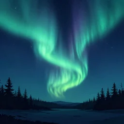 sky with northern lights, illustration, best of artstation