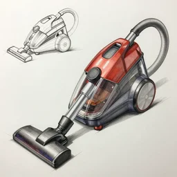 an engineering sketch of a vacuum cleaner