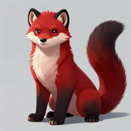 furry portrait < handsome fursona > male ] furry - fandom < red & black > furred * fursona - stoat + tail _ photorealistic, aspect ratio 2 : 3