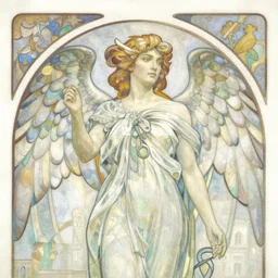 angel city by Mucha,highly details,8k