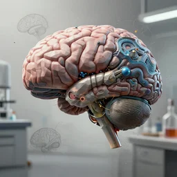 an intricately detailed ultra - realistic unreal engine 5 rendering of a laboratory brain with polygonal background, paint splatters, concept art, intricate details, highly detailed, photorealistic, octane render, 8 k uhd art by kilian eng and victo ngai