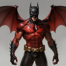 portrait of aggressive demonic damned batman, d & d, muscular! athetic slim bodybuilder, red and black, futuristic, fantasy, intricate, elegant, highly detailed, digital painting, artstation, concept art, smooth, sharp focus, illustration, art by artgerm and greg rutkowski and alphonse mucha