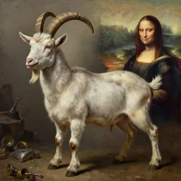 half man half goat chimera, digital painting by Michelangelo and Leonardo Da Vinci