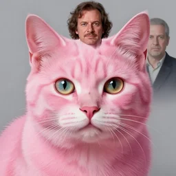 a portrait of a pink cat, art by boris vallejo and greg danton and denys tsiperko, detailed, hyperrealism, artstation