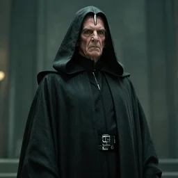 a cinematic still of Ian McDiarmid as palpatine, wearing sith hood, ((octane render, nvidia raytracing demo)), masterpiece