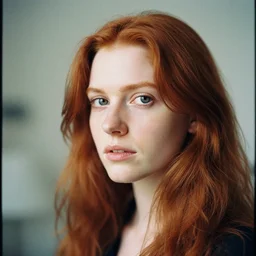 35mm photo of a red head woman