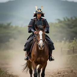 Samurai riding a horse, XF IQ4, f/1.4, ISO 200, 1/160s, 8K, RAW, unedited, symmetrical balance, in-frame