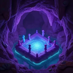 purple glowing cave with water, isometric game, smooth 3 d illustration, cinematic matte painting, soft render, servando lupini, handpaint texture, blender, 3 d coat, concept art by noah bradley, darek zabrocki, tyler edlin, jordan grimmer, neil blevins, james paick, natasha tan, highly detailed, ultra detailed, ultra realistic, trending