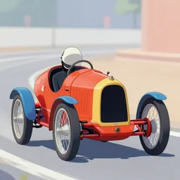 saturated red orange blue grey white colors matte animation cel still of the 1 9 0 3 paris madrid race early automobile racing action shot vibrant detailed 1 9 9 0 anime sharp, rendered in unreal engine 5, anime key art by greg rutkowski, bloom, dramatic lighting