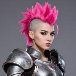 female paladin with bright pink mohawk, portrait, behance hd artstation, style of jesper ejsing