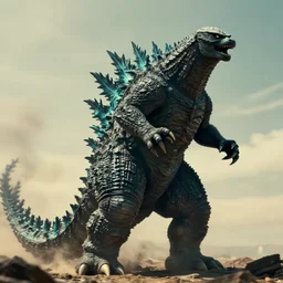 a film still of godzilla in blade runner