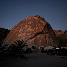 photo of vasquez rocks at low dusk, dark, cinematic
