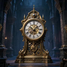 cyberpunk antique mechanical clock placed in a massive castle room with stone walls in the style of a movie by tim burton,, high details, cinematic, 8 k resolution, beautiful detailed, insanely intricate details, artstation trending, octane render, unreal engine
