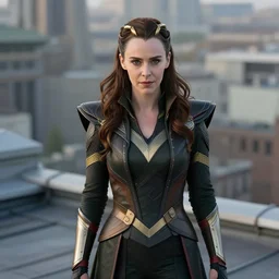 portrait, sylvie laufeydottir, lady loki from marvel, standing on a rooftop, highly detailed, by donato giancola, ultra realistic, soft lighting, cinematic, intricate, beautiful, artstation
