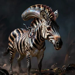 zebra xenomorph, alien, scary, portrait,
