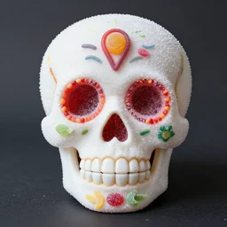 a sugar skull made out of candy photo realistic hyper realism