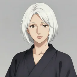 portrait of a woman with short white hair, medium shot, illustration, highly detailed, high quality, by ryunosuke akutagawa