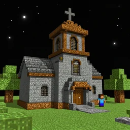 church in the middle of space in minecraft