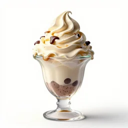 chrome ice cream sundae, stylized 3d render, isolated on a pure white background, centered, entire object in frame, sharp focus, soft studio lighting
