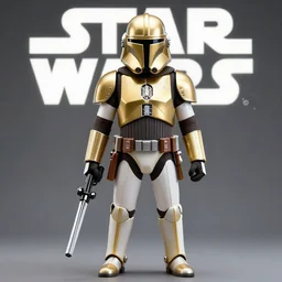 mandalorian, crusader, star wars, full body, armor in gold and white, blasters. helmet of crusader