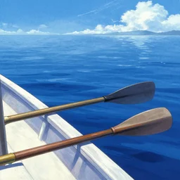 album cover of boat oars on sea by akihiko yoshida