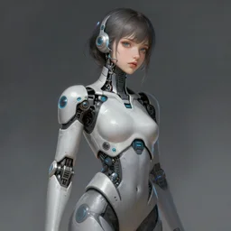 beautiful young cyber girl artificial body illustration digital painting concept art matte wlop artgerm greg rutkowski