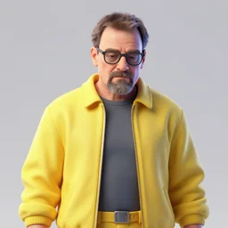 multicolor 3 d render of walter white wearing yellow outfit by @ beeple _ crap in 4 k ultra high resolution, with depressive feeling