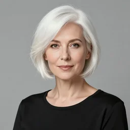 portrait of a woman with short white hair, medium shot, illustration, highly detailed, high quality,