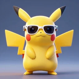 pikachu wearing white acne studios mustang sunglasses, clout goggles, synthwave style, 8 k, unreal engine 5, 3 d render, trending on artstation,