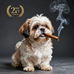 shih tzu smoking a cigar