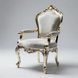 futuristic baroque chair, product photo, highly detailed