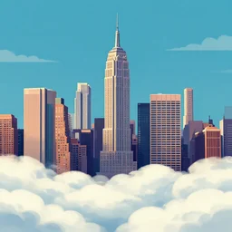 illustration by beeple of manhattan on clouds,