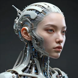 a hiper intricate portrait of beautiful cybernetic woman build by artificial inteligence almost done, insanely intricate 3 d render, hyper realistic detailed portrait, scifi, futurism, hdri light, photoreal, hyper detailed, octane render, concept art, by peter mohrbacher, by wlop, by ruan jia