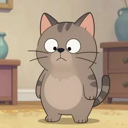 a cat with down syndrome named in the style of Rebecca sugar